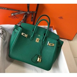 Hermes Birkin 25cm Bag In Malachite Clemence Leather TDBS26084