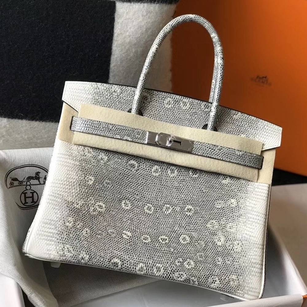 Hermes Birkin 25cm Bag In Ombre Embossed Natural Lizard TDBS26086