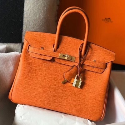 Hermes Birkin 25cm Bag In Orange Clemence Leather TDBS26087