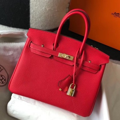 Hermes Birkin 25cm Bag In Red Clemence Leather TDBS26088