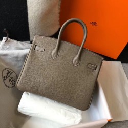 Hermes Birkin 25cm Bag In Taupe Clemence Leather TDBS26092