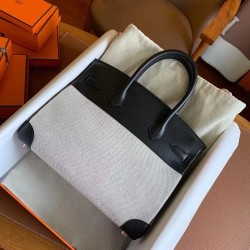 Hermes Birkin 30 Handmade Bag In Toile & Black Swift Leather TDBS26100