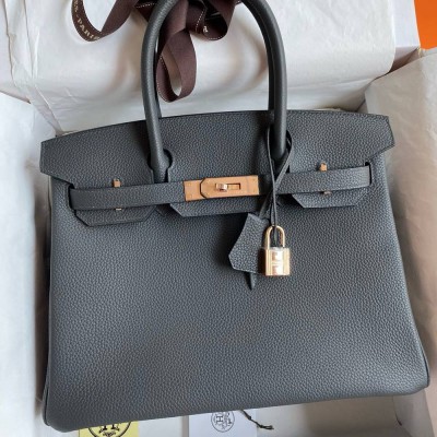 Hermes Birkin 30 Retourne Handmade Bag In Ardoise Clemence Leather TDBS26104