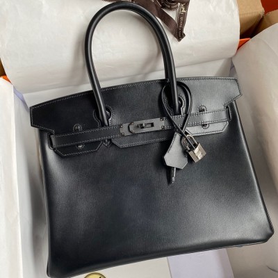 Hermes Birkin 30 Retourne Handmade Bag In Black Box Calfskin TDBS26105