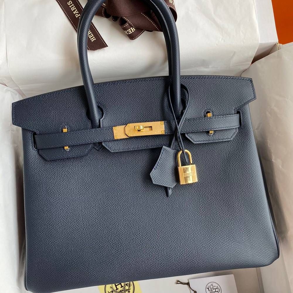 Hermes Birkin 30 Retourne Handmade Bag In Blue Nuit Epsom Calfskin TDBS26110