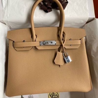 Hermes Birkin 30 Retourne Handmade Bag In Chai Clemence Leather  TDBS26112