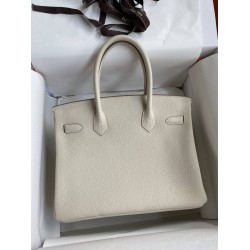 Hermes Birkin 30 Retourne Handmade Bag In Craie Clemence Leather TDBS26116