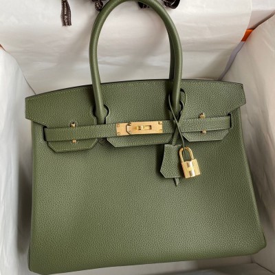 Hermes Birkin 30 Retourne Handmade Bag In Green Clemence Leather TDBS26120