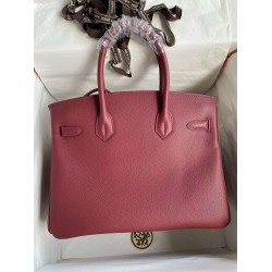 Hermes Birkin 30 Retourne Handmade Bag In Ruby Epsom Calfskin TDBS26130