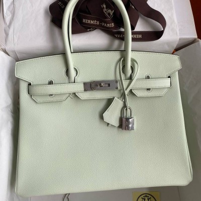 Hermes Birkin 30 Retourne Handmade Bag In Vert Fizz Epsom Calfskin  TDBS26135