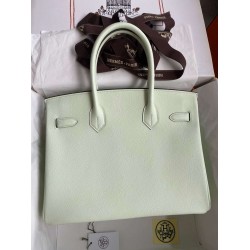 Hermes Birkin 30 Retourne Handmade Bag In Vert Fizz Epsom Calfskin  TDBS26135