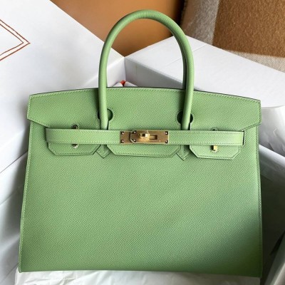 Hermes Birkin 30 Sellier Handmade Bag In Vert Criquet Epsom Calfskin TDBS26137