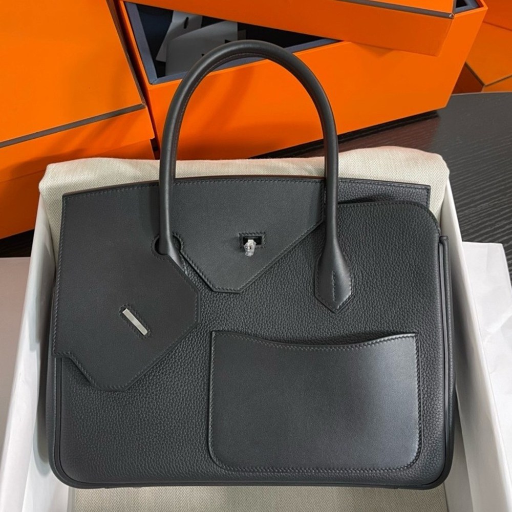 Hermes Birkin 30 en Desordre Bag in Black Swift and Clemence Leather  TDBS26097