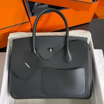 Hermes Birkin 30 en Desordre Bag in Black Swift and Clemence Leather  TDBS26097