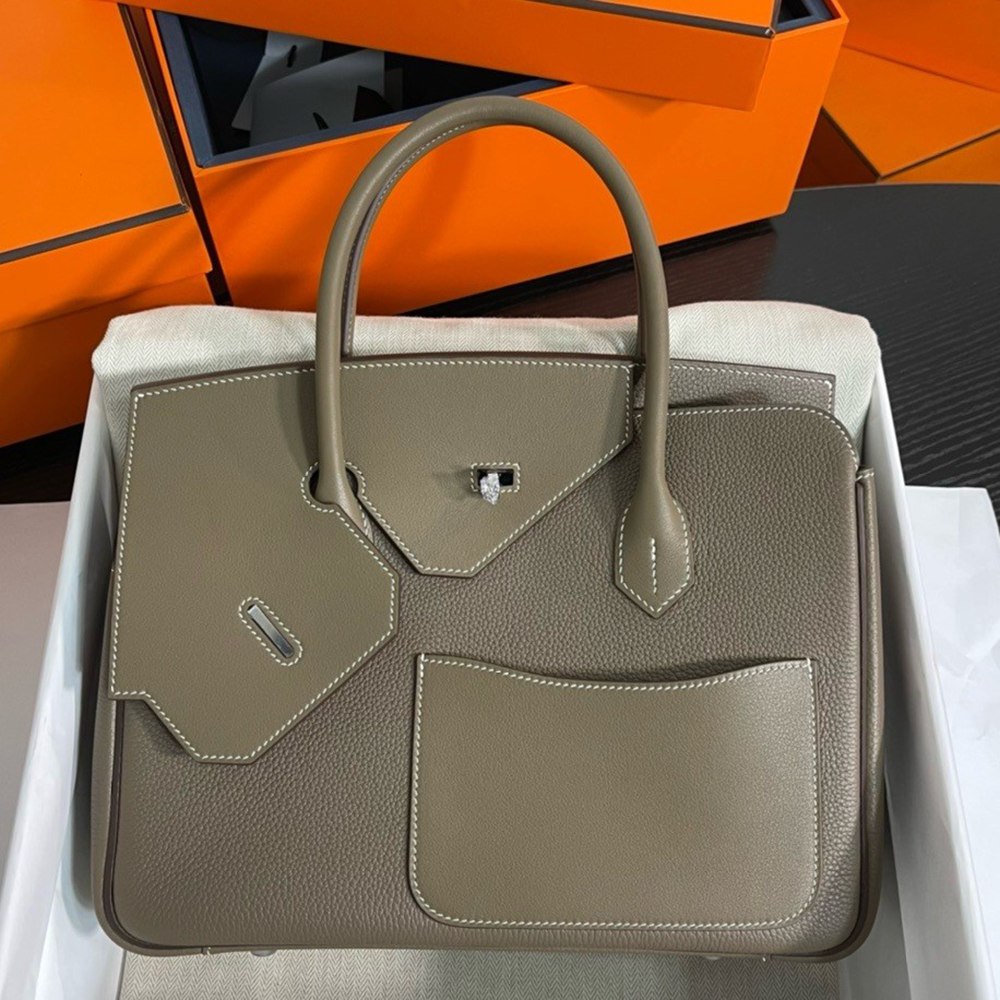 Hermes Birkin 30 en Desordre Bag in Taupe Swift and Clemence Leather TDBS26099