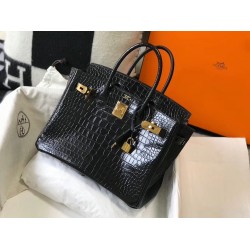 Hermes Birkin 30cm Bag In Black Embossed Crocodile Leather TDBS26138