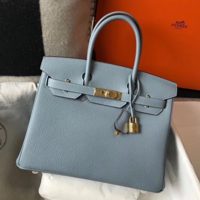 Hermes Birkin 30cm Bag In Blue Lin Clemence Leather TDBS26141