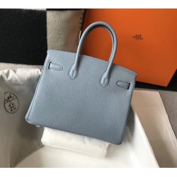 Hermes Birkin 30cm Bag In Blue Lin Clemence Leather TDBS26141