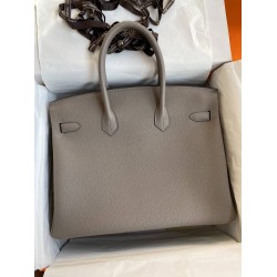 Hermes Birkin 35 Retourne Handmade Bag In Gris Asphalt Clemence Leather TDBS26160