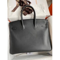 Hermes Birkin 35 Retourne Handmade Bag in Black Swift Leather  TDBS26154