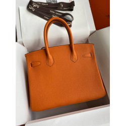 Hermes Birkin 35 Retourne Handmade Bag in Orange Clemence Leather  TDBS26162