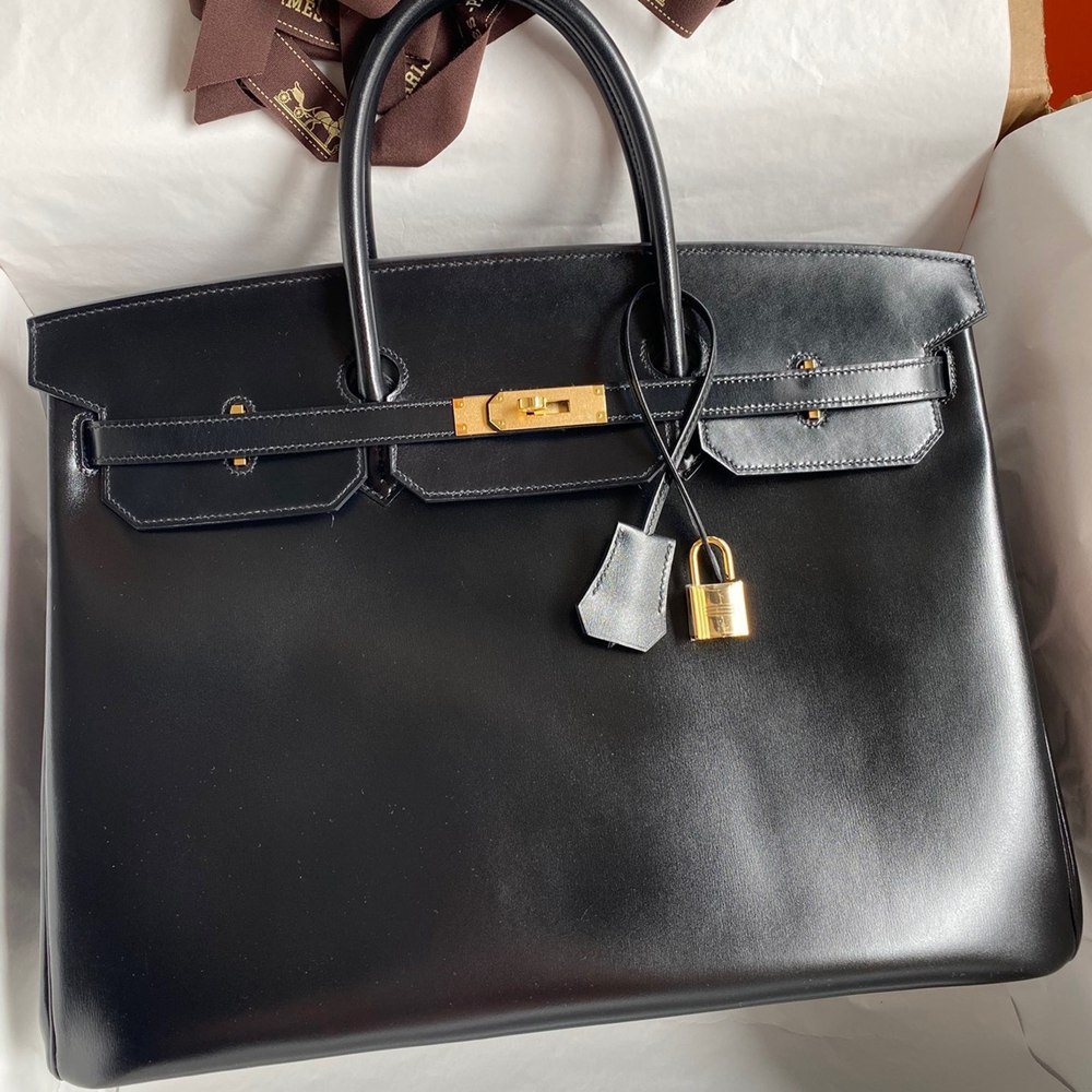 Hermes Birkin 40 Retourne Handmade Bag In Black Box Calfskin TDBS26167