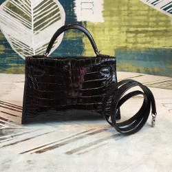 Hermes Black Alligator Kelly Mini II Handmade Bag TDBS26769