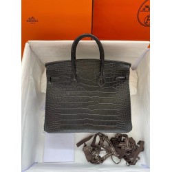 Hermes Black Birkin 25cm Matte Alligator Crocodile Skin Bag TDBS26170