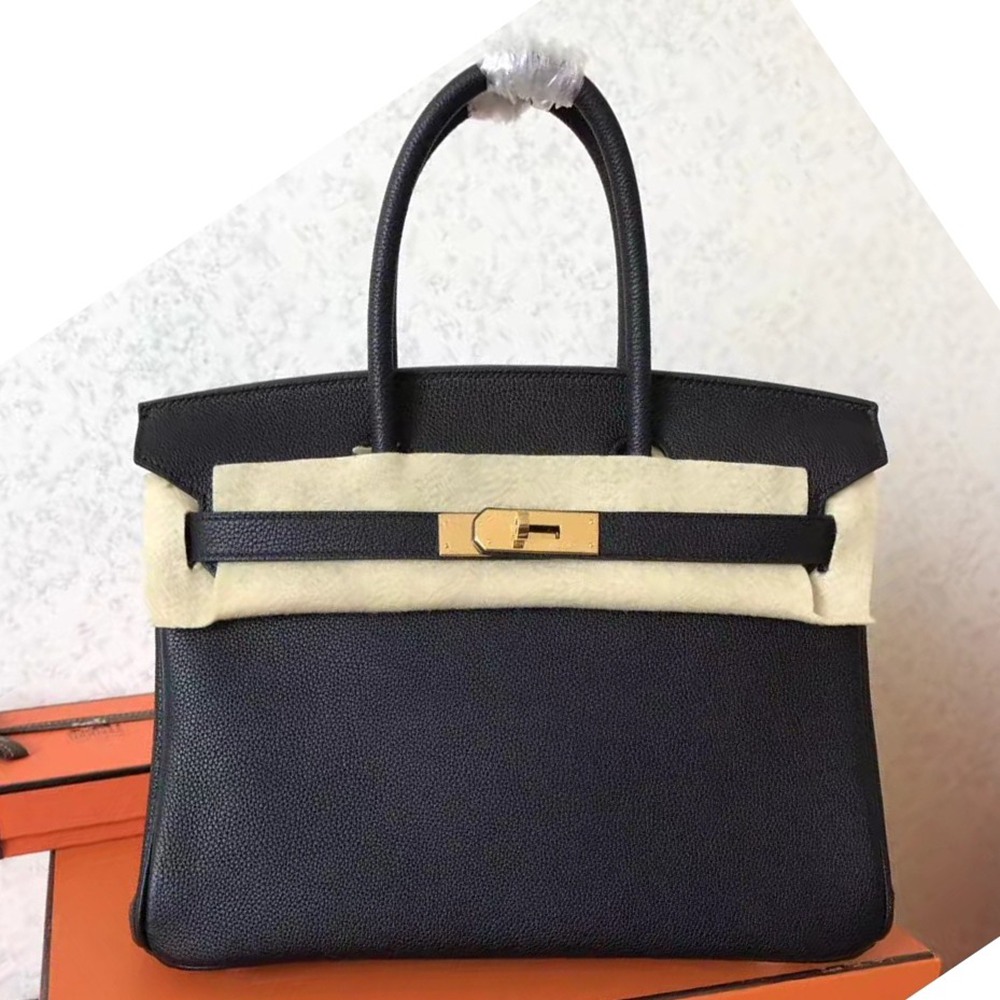 Hermes Black Birkin 30cm Clemence Handmade Bag TDBS26172