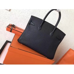 Hermes Black Birkin 30cm Clemence Handmade Bag TDBS26172