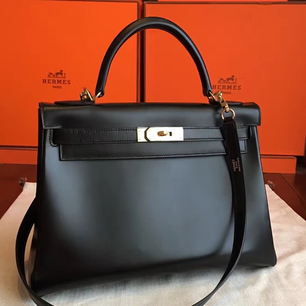 Hermes Black Box Kelly Retourne 32cm Handmade Bag TDBS26771