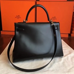 Hermes Black Box Kelly Retourne 32cm Handmade Bag TDBS26771