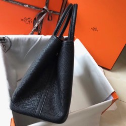 Hermes Black Clemence Garden Party 30cm Handmade Bag TDBS26667