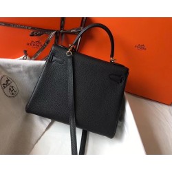 Hermes Black Clemence Kelly 25cm GHW Bag TDBS26772