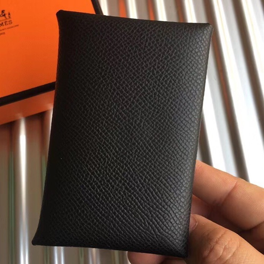 Hermes Black Epsom Calvi Card Holder TDBS26388