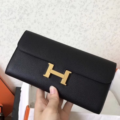 Hermes Black Epsom Constance Long Wallet TDBS27718