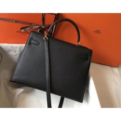 Hermes Black Epsom Kelly 32cm Sellier Bag TDBS26777