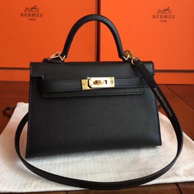 Hermes Black Epsom Kelly Mini II Handmade Bag TDBS26780