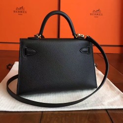 Hermes Black Epsom Kelly Mini II Handmade Bag TDBS26780