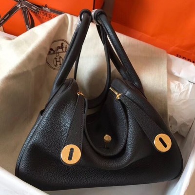 Hermes Black Lindy 26cm Clemence Handmade Bag TDBS27351