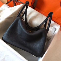 Hermes Black Lindy 26cm Clemence Handmade Bag TDBS27351