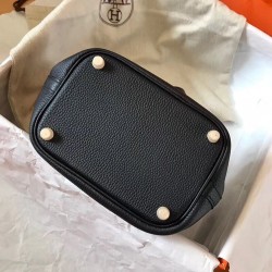 Hermes Black Picotin Lock MM 22cm Handmade Bag TDBS27502