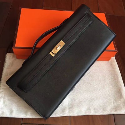 Hermes Black Swift Kelly Cut Handmade Bag TDBS26786