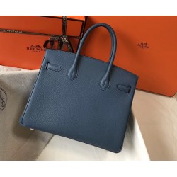 Hermes Blue Agate Clemence Birkin 30cm Bag TDBS26182