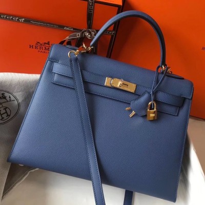 Hermes Blue Agate Epsom Kelly 32cm Sellier Bag TDBS26788