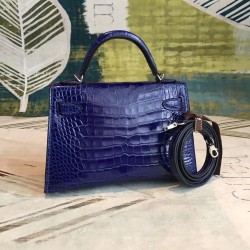 Hermes Blue Alligator Kelly Mini II Handmade Bag TDBS26790