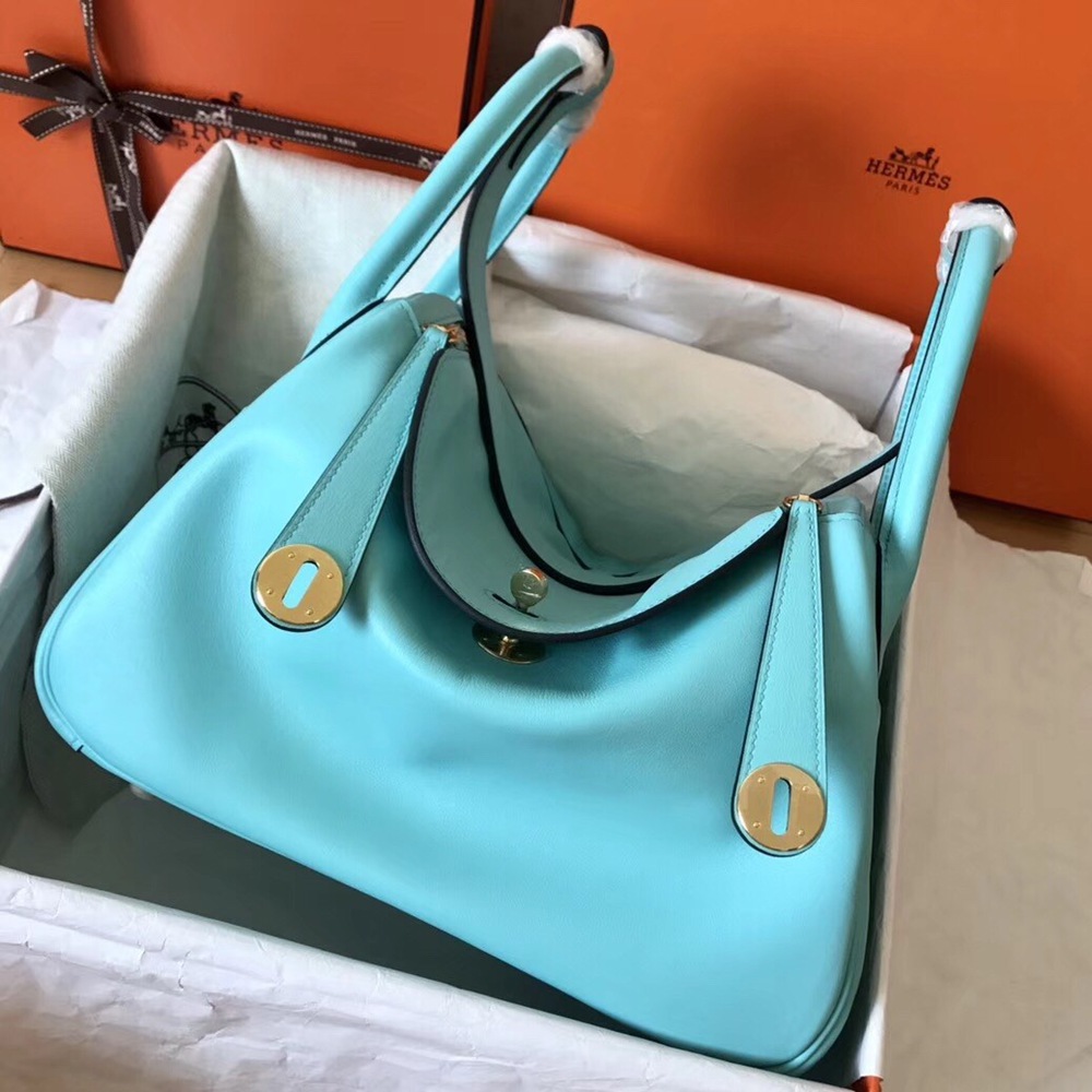 Hermes Blue Atoll Lindy 26cm Swift Handmade Bag TDBS27355