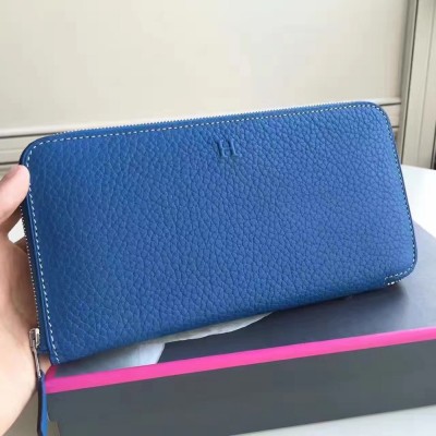 Hermes Blue Clemence Azap Zipped Wallet TDBS27720