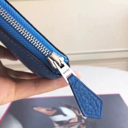 Hermes Blue Clemence Azap Zipped Wallet TDBS27720