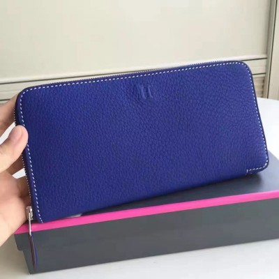 Hermes Blue Electric Clemence Azap Zipped Wallet TDBS27721